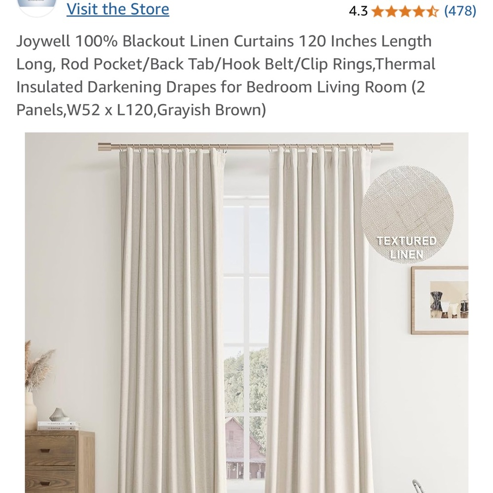 Textured Linen Blackout Curtains - Cream